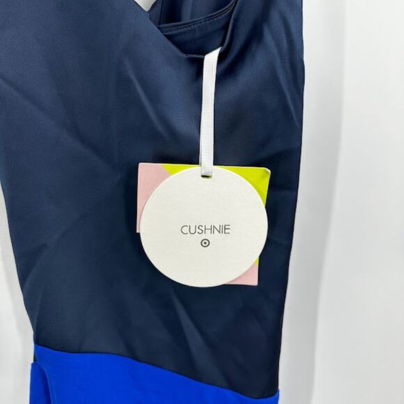 Cushine Women's Pleated Dress Size‎ 12 NWT Navy Combo Cocktail Midi - Picture 6 of 7